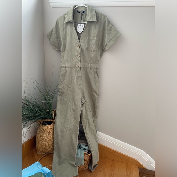 NWT Zara Khaki green jumpsuit size M - Picture 4 of 9